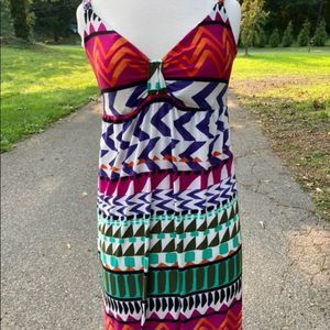 ATTENTION FUN COLORFUL SUMMER MAXI DRESS SMALL WOMENS